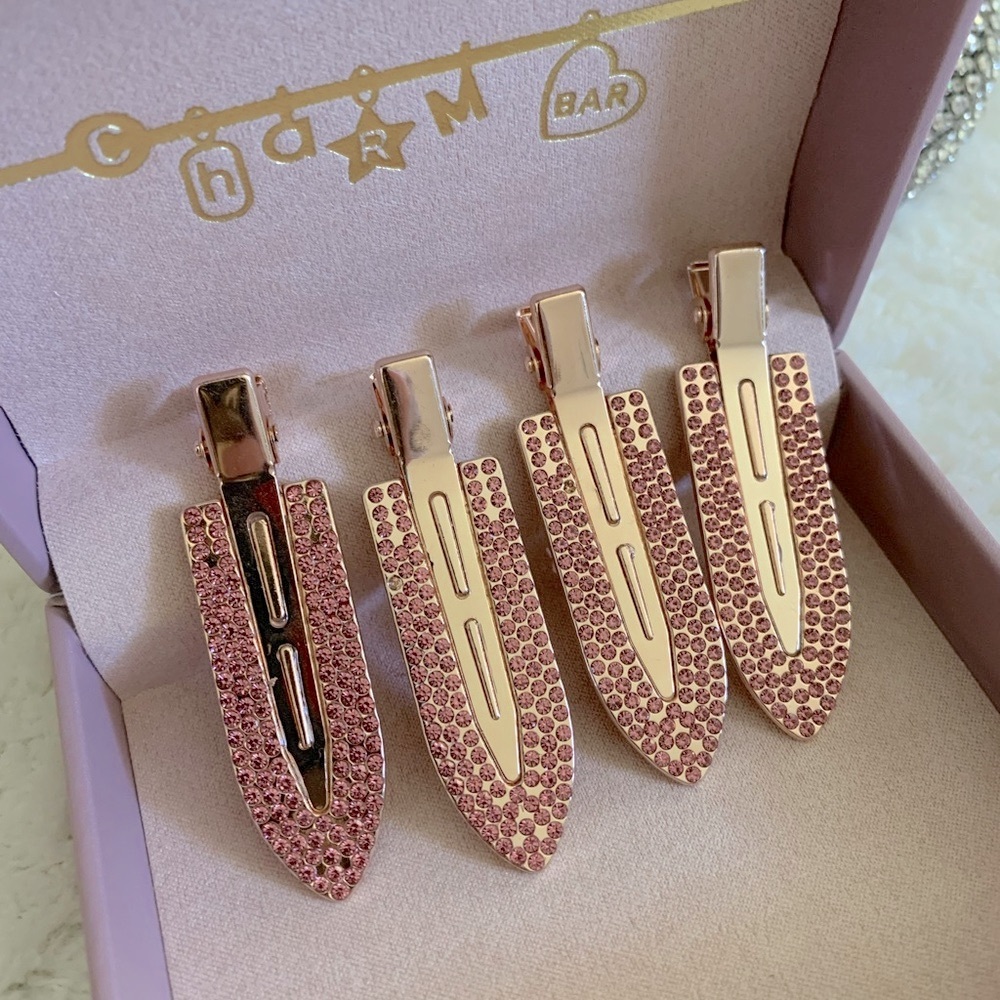 Pink rhinestone Hair Clips